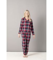 Dámské flanelové pyžamo SK074 SF Red-Navy Check