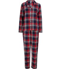 Dámské flanelové pyžamo SK074 SF Red-Navy Check