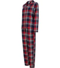 Dámské flanelové pyžamo SK074 SF Red-Navy Check