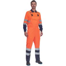 Pánské HI-VIS pracovní kalhoty s laclem LORCA Cerva oranžová/navy