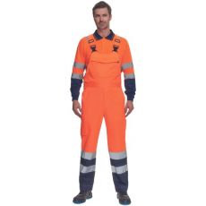 Pánské HI-VIS pracovní kalhoty s laclem LORCA Cerva oranžová/navy