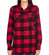 Dámská flanelová košile BU5210 Burnside Red - Black -Checked